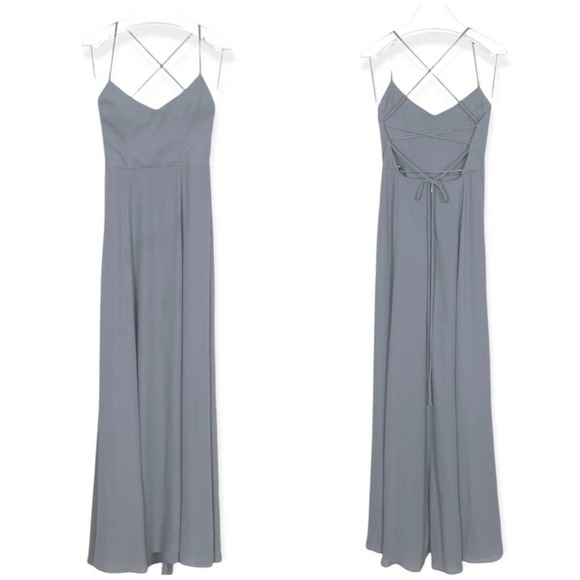 SMYM Godshaw Goddess Gown sz Small Soft Charcoal Crisp (Gray) Lace Up Back - Picture 2 of 12